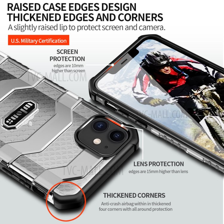 Explorer Series Non-slip Hard PC + TPU Hybrid Shell for iPhone 12 mini Case - Black-4