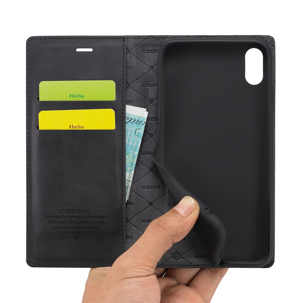 Lc. Imeeke Starke Magnetische Lederlyse Wallet Stand Phone Schutzschale Für Iphone X/XS - Schwarz-8