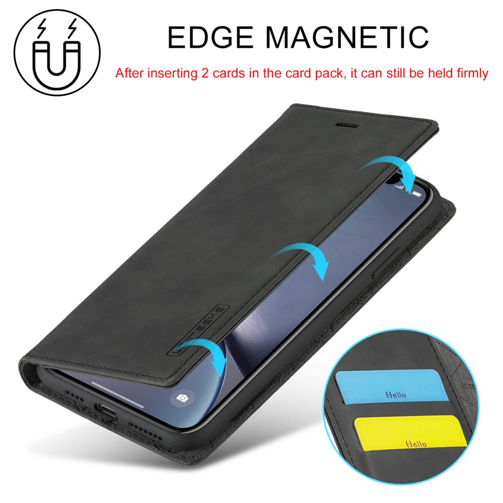 Lc. Imeeke TPU + PU Leder Strong Magnetic Phone Protective Shell Für Iphone XR - Schwarz