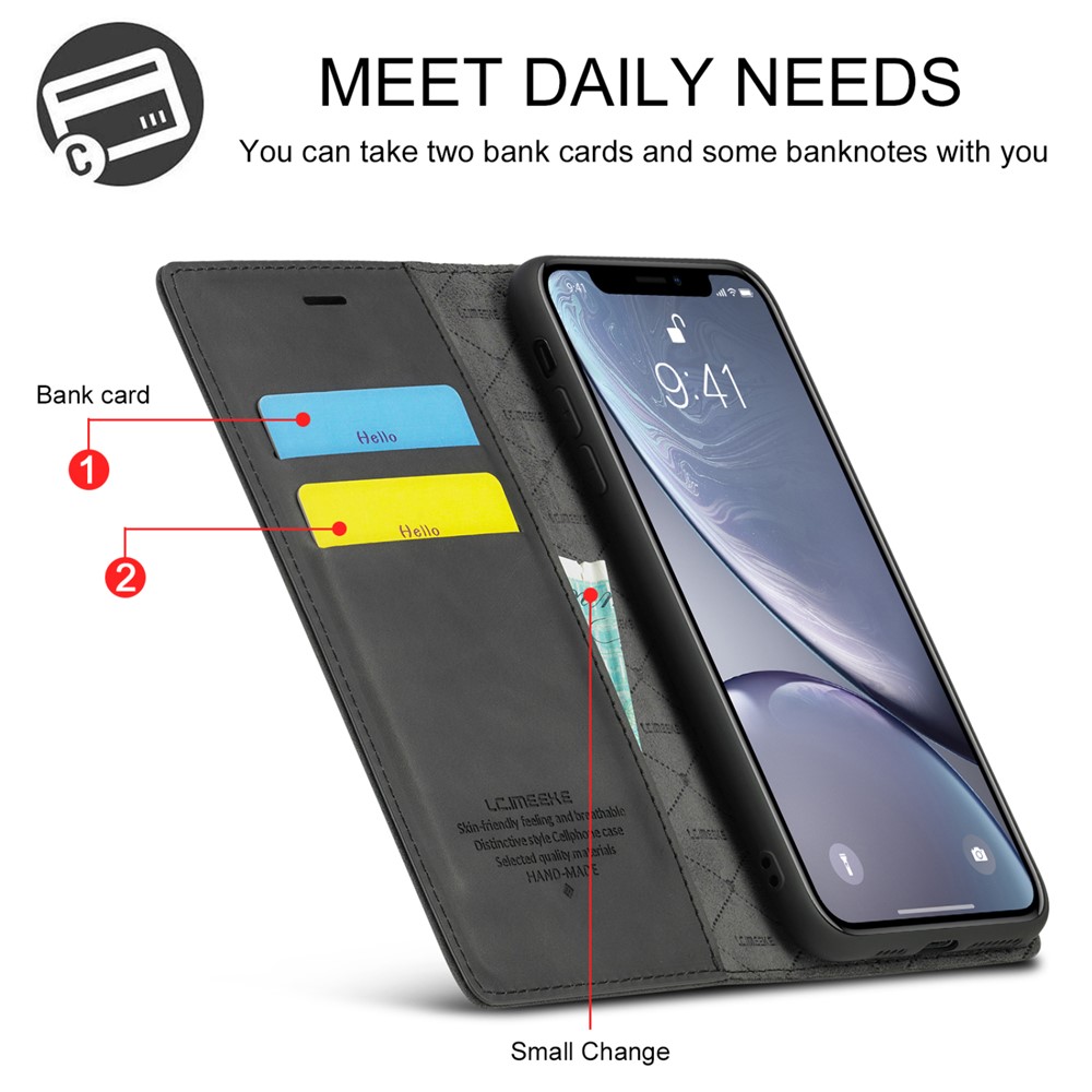 LC.IMEEKE TPU + PU Leather Strong Magnetic Phone Protective Shell for iPhone XR - Black-13