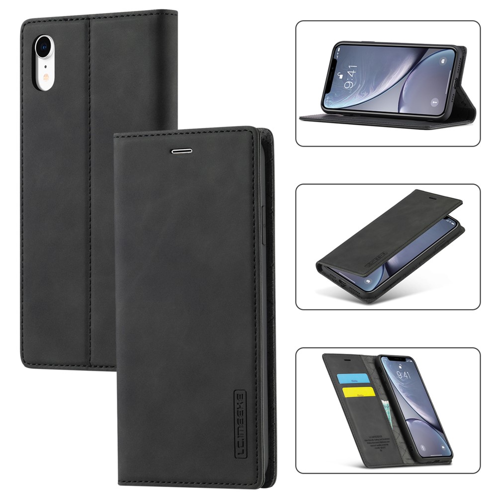 Lc. Imeeke TPU + PU Leather Strong Telefono Magnetico Shell di Protezione Per Iphone XR - Nero