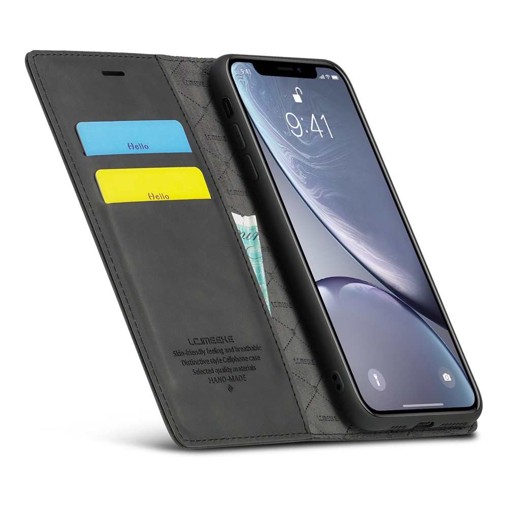 Lc. Imeeke TPU + PU Leather Strong Telefono Magnetico Shell di Protezione Per Iphone XR - Nero