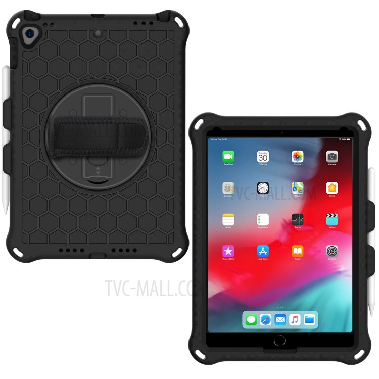 Honeycomb Texture EVA + PC Tablet Protector with Swivel Kickstand for iPad 10.2 (2019)/(2020) - Black/Black-1