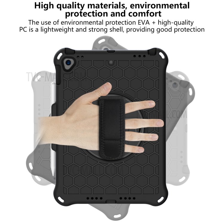 Honeycomb Texture EVA + PC Tablet Protector with Swivel Kickstand for iPad 10.2 (2019)/(2020) - Black/Black-3