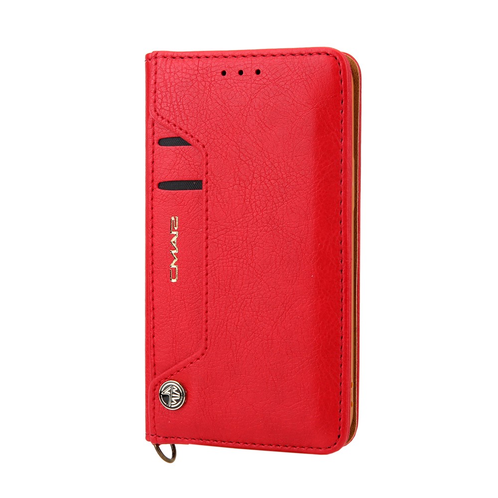 CMAI2 TPU + PU Leather Phone Cover Case with Wallet and Stand for iPhone 12 mini - Red