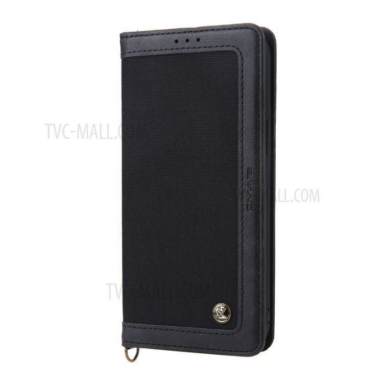 CMAI2 Jeans Cloth Skin Leather Wallet Phone Case for iPhone 12 Pro Max - Black-1
