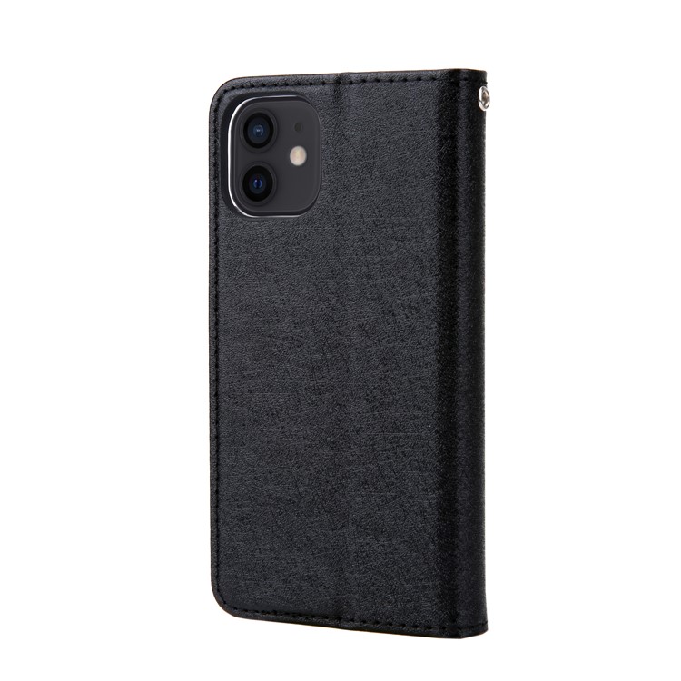 CMAI2 PU Leather Auto-absorbed Folio Cover with Card Slots for iPhone 12 Mini - Black-2