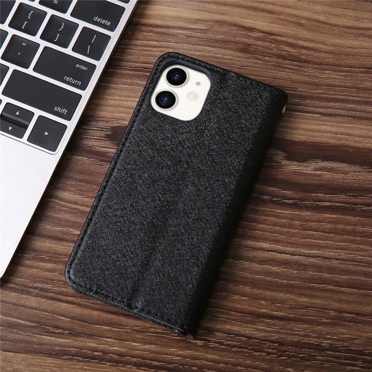 CMAI2 PU Leather Auto-absorbed Folio Cover with Card Slots for iPhone 12 Mini - Black-3