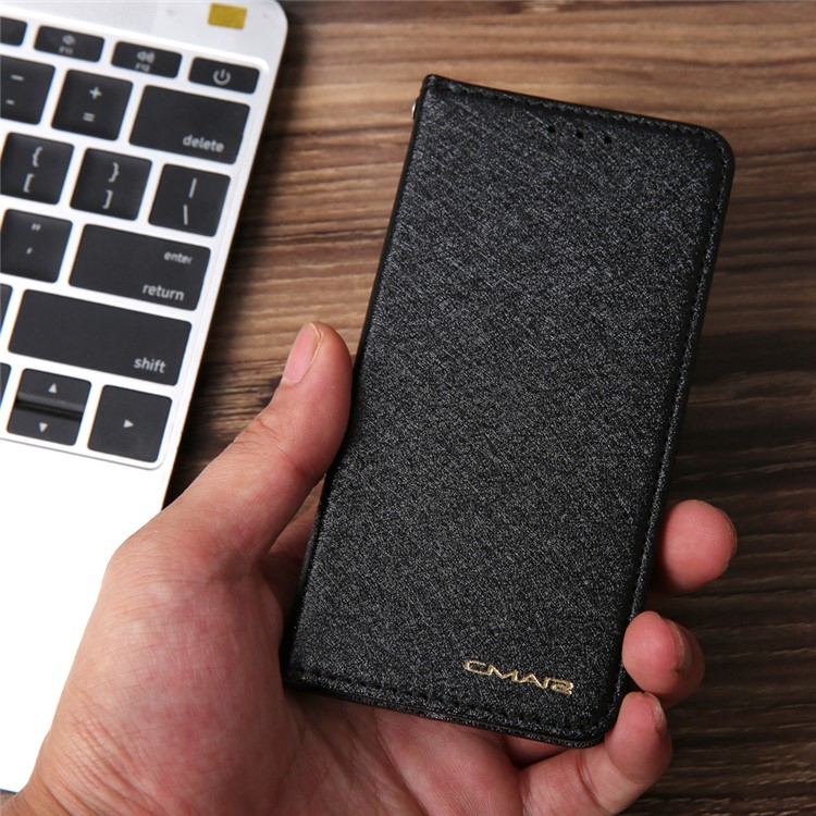 CMAI2 PU Leather Auto-absorbed Folio Cover with Card Slots for iPhone 12 Mini - Black-4