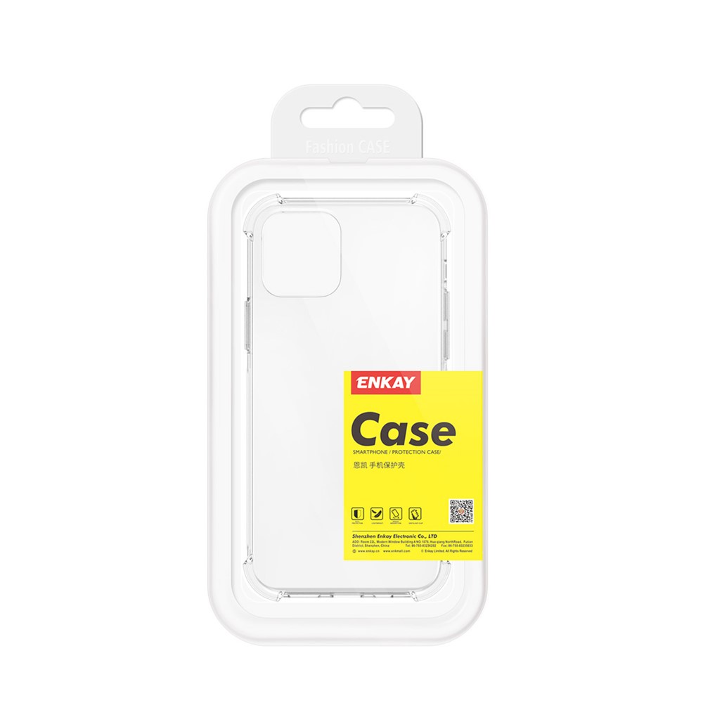 ENKAY Anti-slip Clear TPU Case with 0.26mm 9H 2.5D Tempered Glass Protector for iPhone 12/12 Pro-11