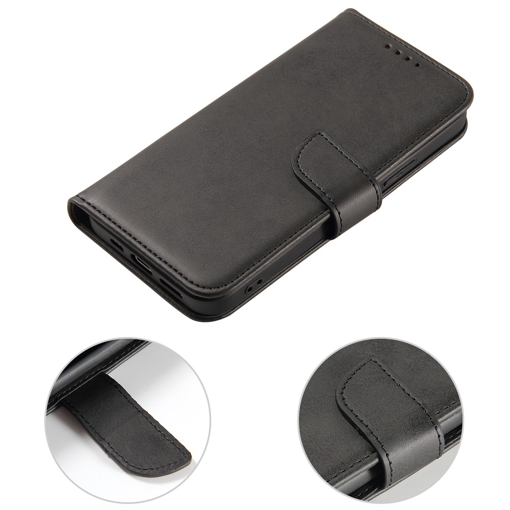 Classic Style Magnetic Leather Phone Cover Case with Clasp for iPhone 12/12 Pro - Black-8