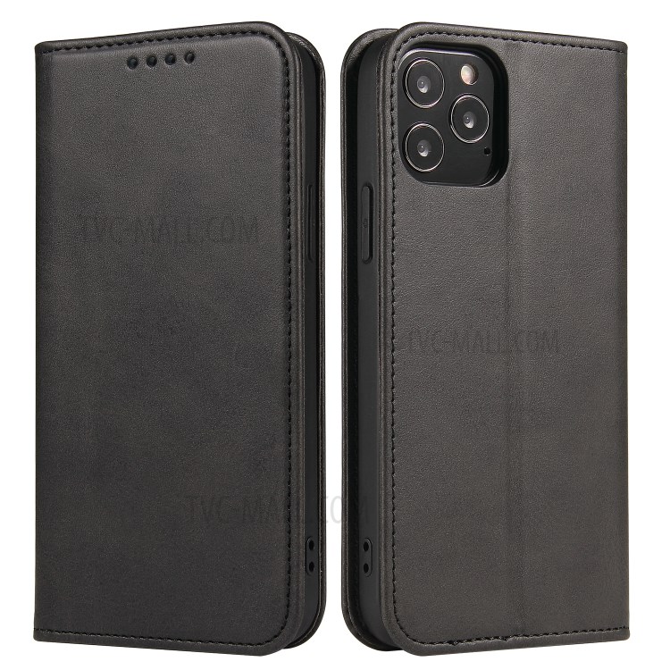 Business Style Strong Auto-Absorbed Phone Leather Cover Shell for iPhone 12 Pro Max - Black-3
