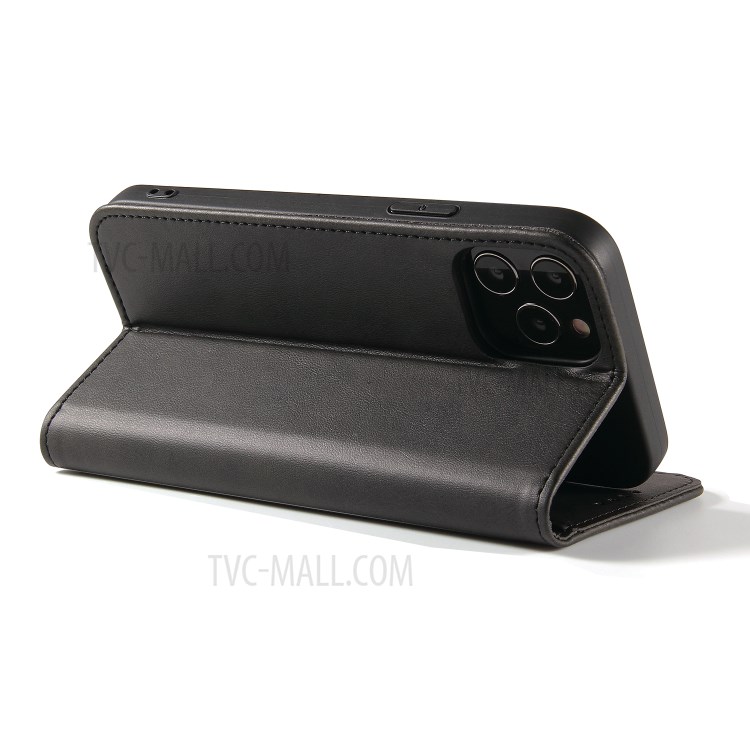Business Style Strong Auto-Absorbed Phone Leather Cover Shell for iPhone 12 Pro Max - Black-4