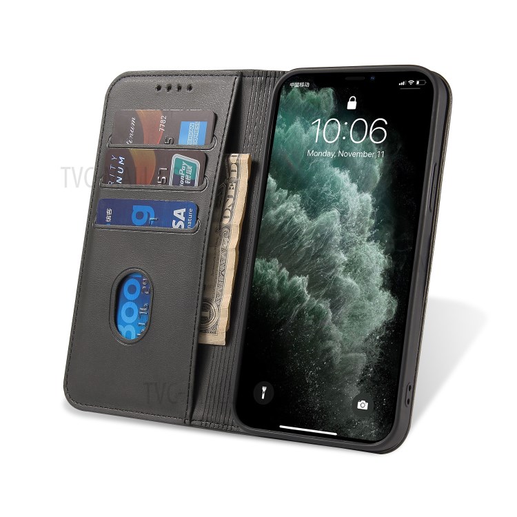 Business Style Strong Auto-Absorbed Phone Leather Cover Shell for iPhone 12 Pro Max - Black-6