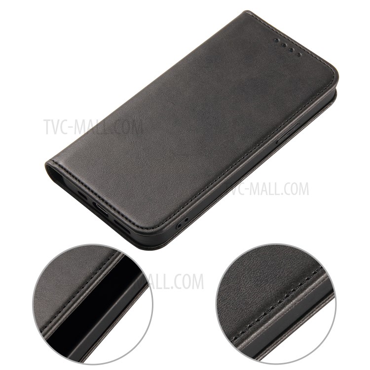 Business Style Strong Auto-Absorbed Phone Leather Cover Shell for iPhone 12 Pro Max - Black-8