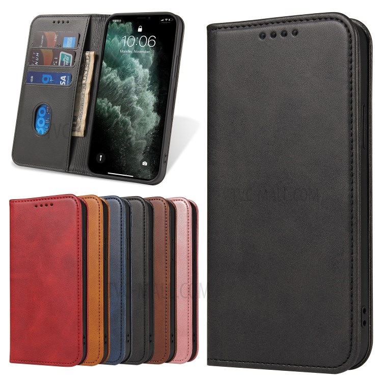 Business Style Strong Auto-Absorbed Phone Leather Cover Shell for iPhone 12 Pro Max - Black-9