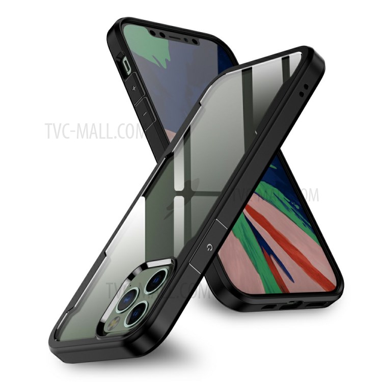 TPU + Acrylic Clear Design Phone Protective Case for iPhone 12 Pro Max - Black-1
