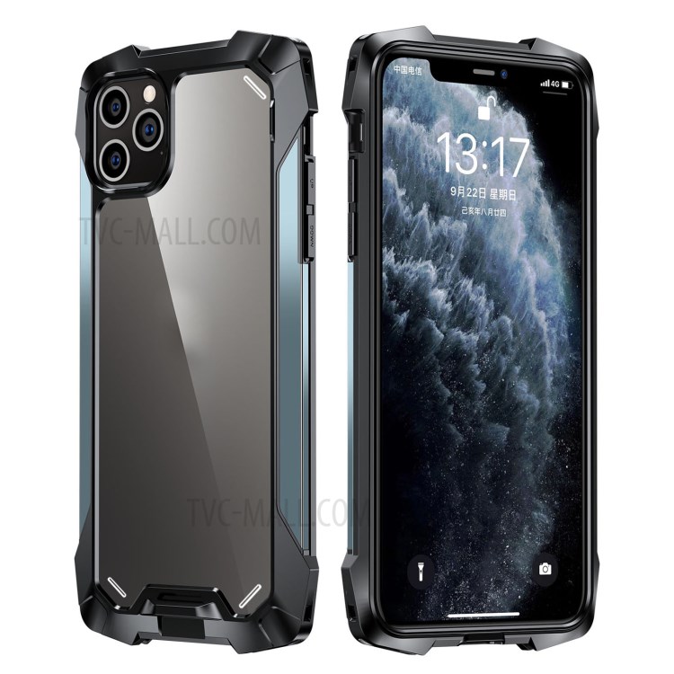 Metal + PC + TPU Hybrid Case for iPhone 12 Pro Max Quality Shockproof Shell - Blue-1