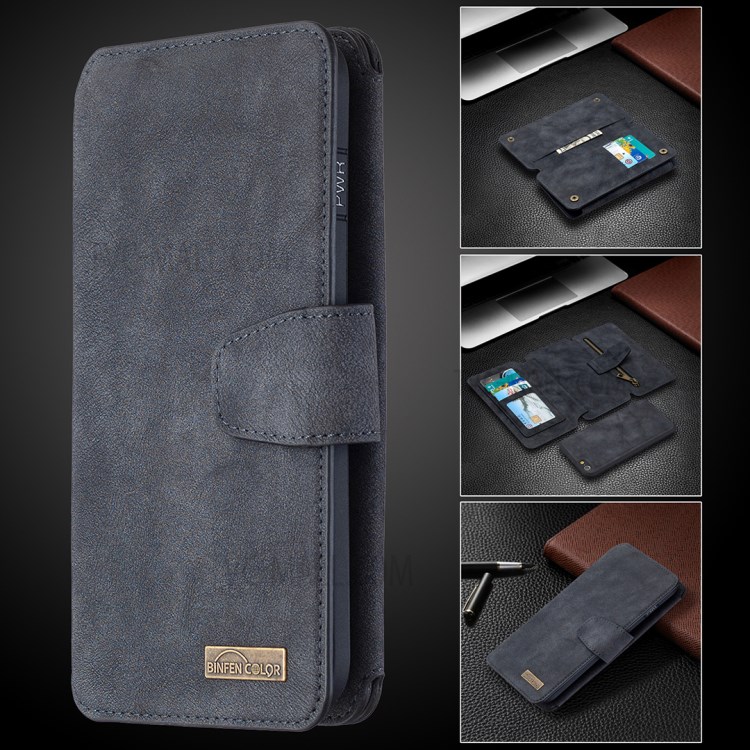 Detachable 2 in 1 Matte Leather Cell Phone Cover Case with Wallet and Stand for iPhone 6 Plus/6s Plus - Black-6