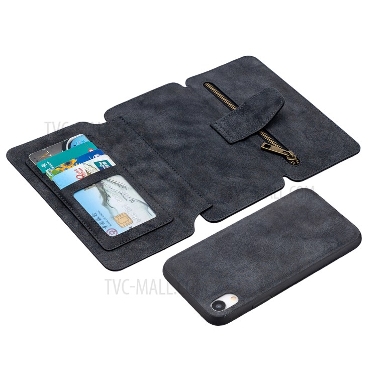 Matte Surface Detachable 2 in 1 Leather Cell Phone Cover Case with Wallet and Stand for iPhone XR - Black-11