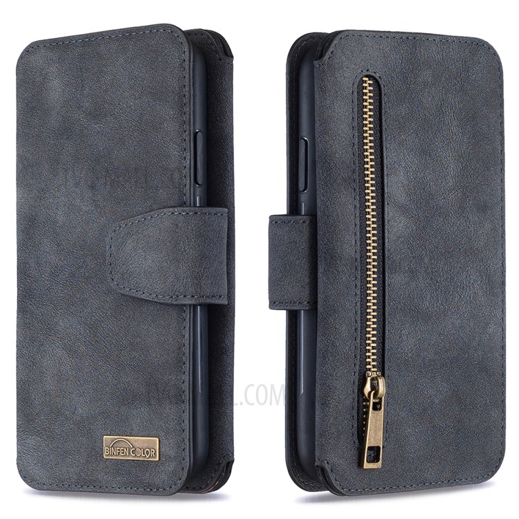 Matte Surface Detachable 2 in 1 Leather Cell Phone Cover Case with Wallet and Stand for iPhone XR - Black-9