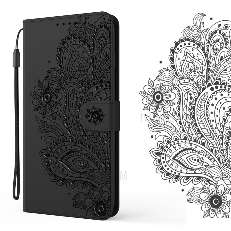 Phoenix Pattern Imprinting Wallet Stand Leather Phone Protective Shell for iPhone 12 Pro Max - Black-3