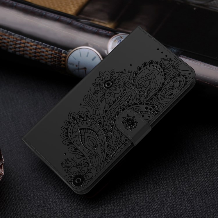 Phoenix Pattern Imprinting Wallet Stand Leather Phone Protective Shell for iPhone 12 Pro Max - Black-7