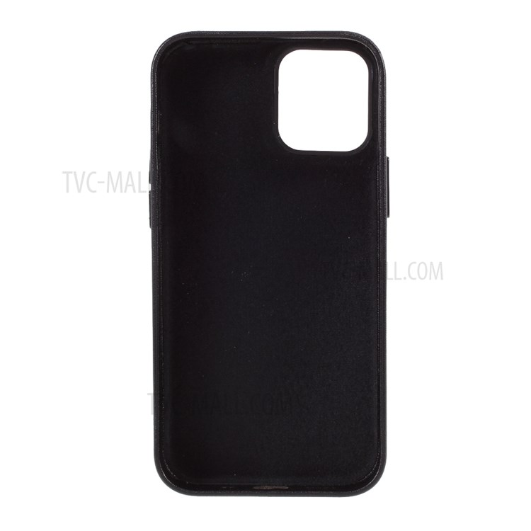 Colored PU Leather Coated Plastic Phone Case for iPhone 12 Mini - Black-3