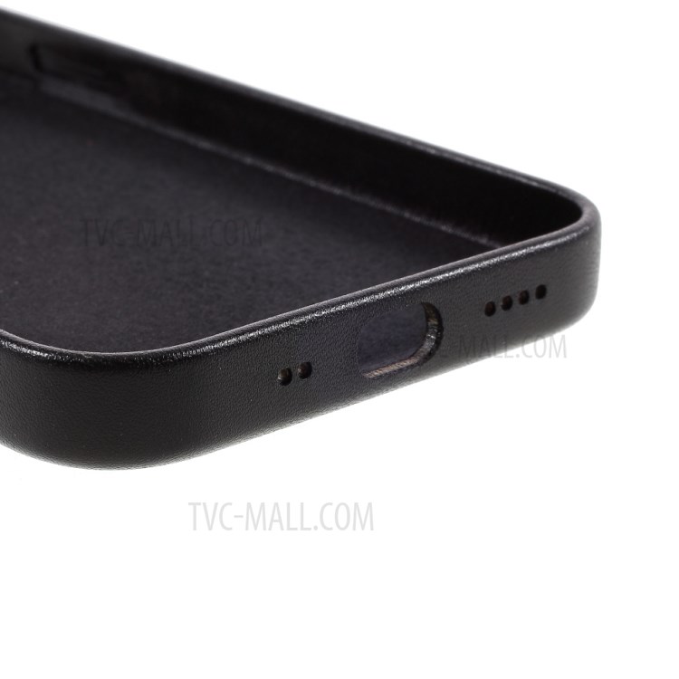 Colored PU Leather Coated Plastic Phone Case for iPhone 12 Mini - Black-7