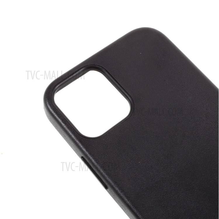 Colored PU Leather Coated Plastic Phone Case for iPhone 12 Mini - Black-8