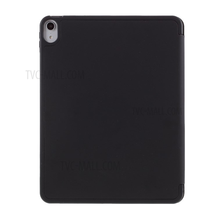 Tri-fold Stand Skin-touch Leather Case with Pen Slot for iPad Air (2020) Shell - Black-3