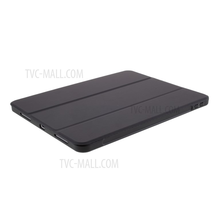 Tri-fold Stand Skin-touch Leather Case with Pen Slot for iPad Air (2020) Shell - Black-4