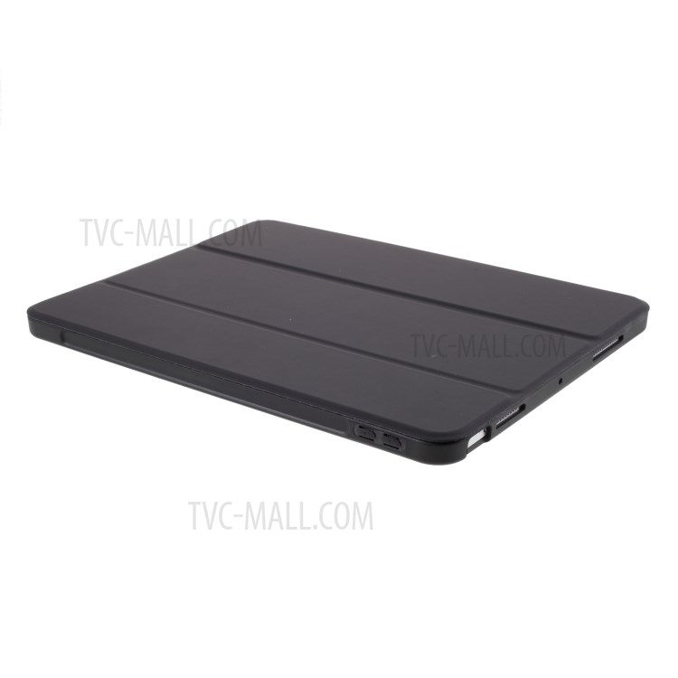 Tri-fold Stand Skin-touch Leather Case with Pen Slot for iPad Air (2020) Shell - Black-5