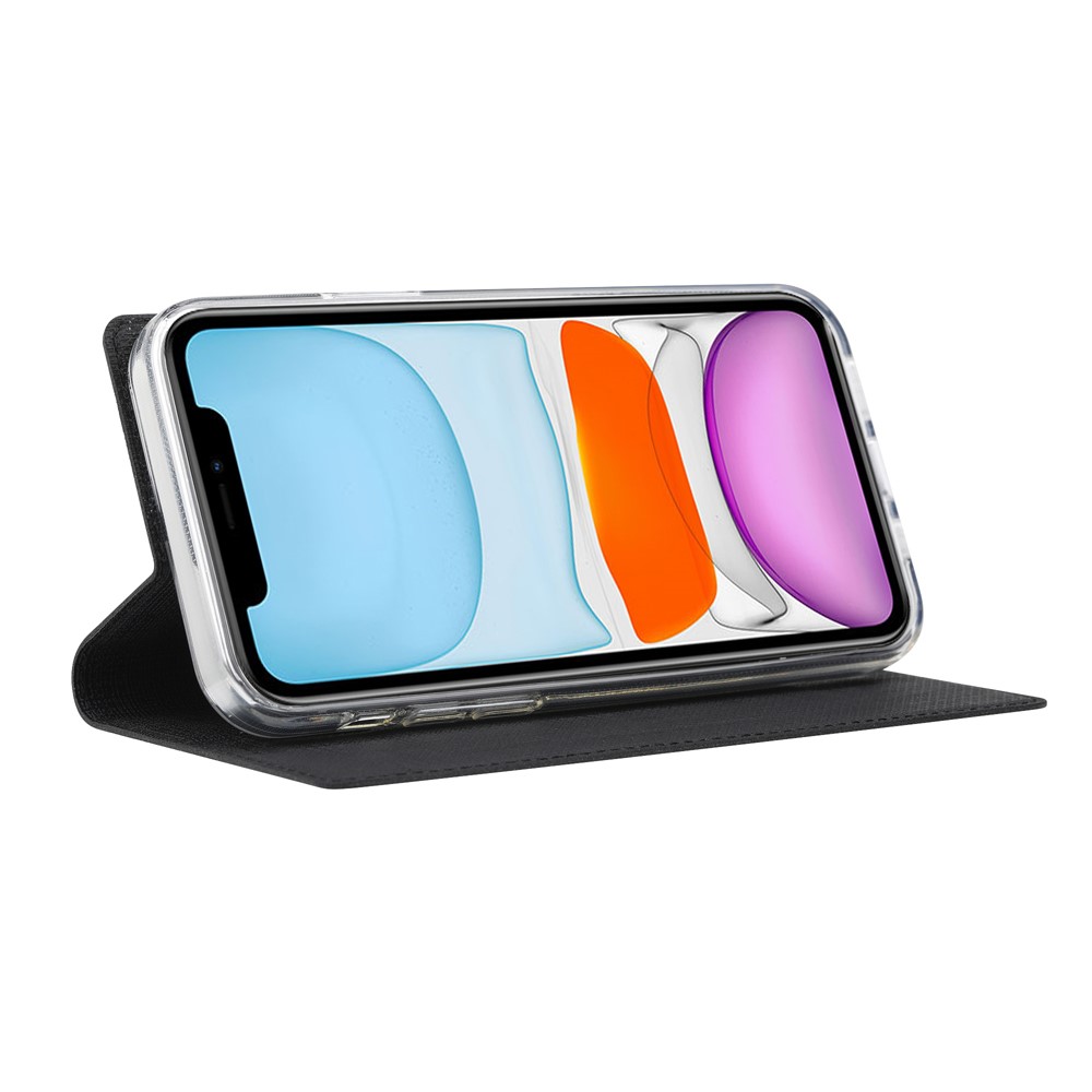 VILI DMX Auto-Absorbed Plain Cross Texture Leather Phone Cover Case with Card Holder for iPhone 12/12 Pro - Black-10