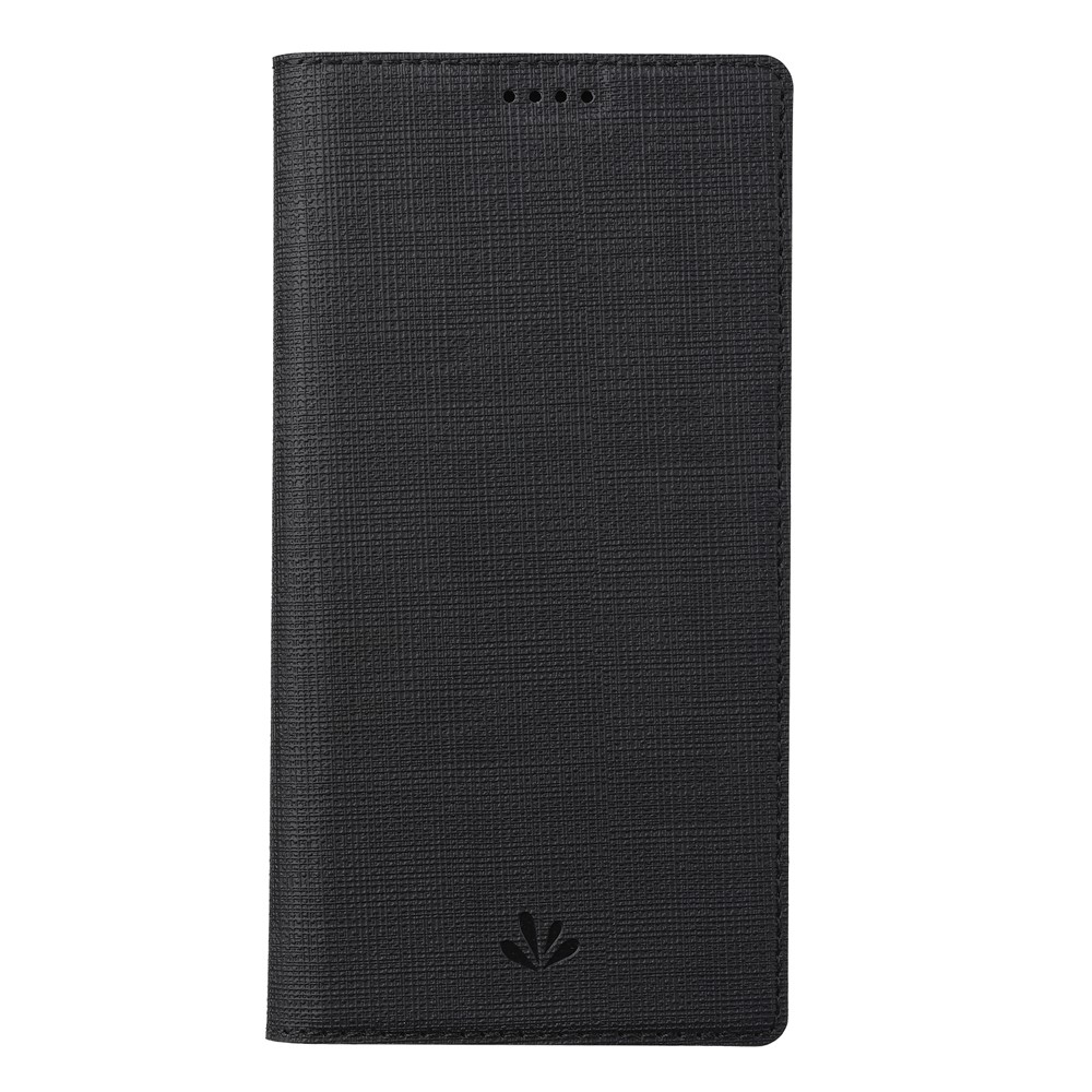 VILI DMX Auto-Absorbed Plain Cross Texture Leather Phone Cover Case with Card Holder for iPhone 12/12 Pro - Black-2