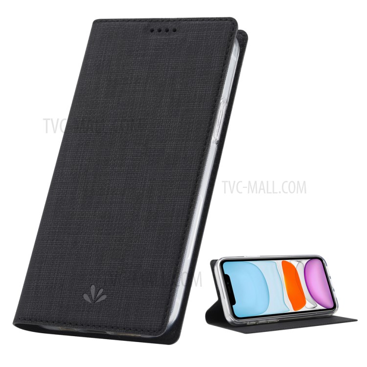 VILI DMX Cross Texture Plain Leather Phone Cover Case with Card Holder for iPhone 12 Pro Max - Black-1