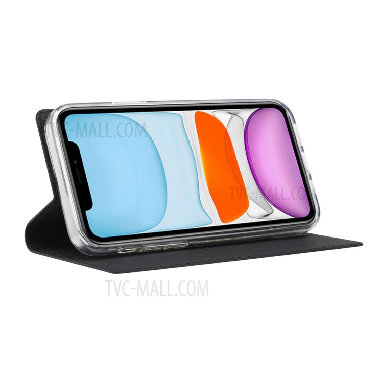 VILI DMX Cross Texture Plain Leather Phone Cover Case with Card Holder for iPhone 12 Pro Max - Black-10