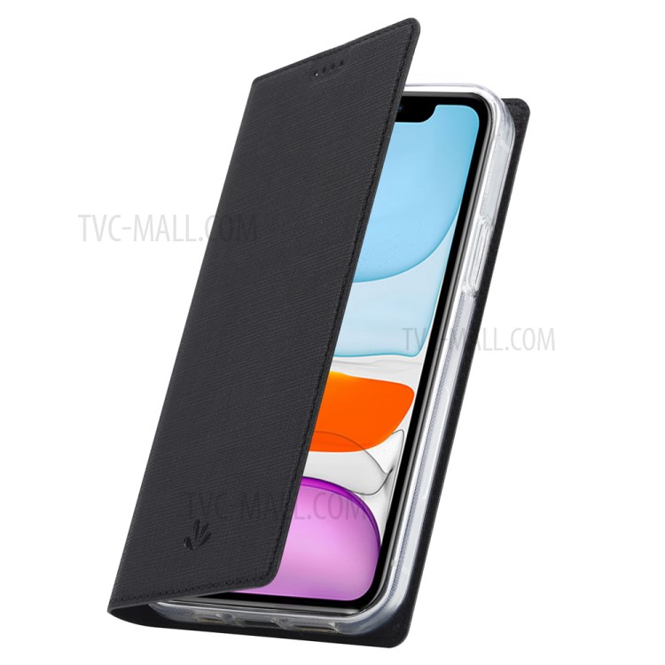 VILI DMX Cross Texture Plain Leather Phone Cover Case with Card Holder for iPhone 12 Pro Max - Black-12