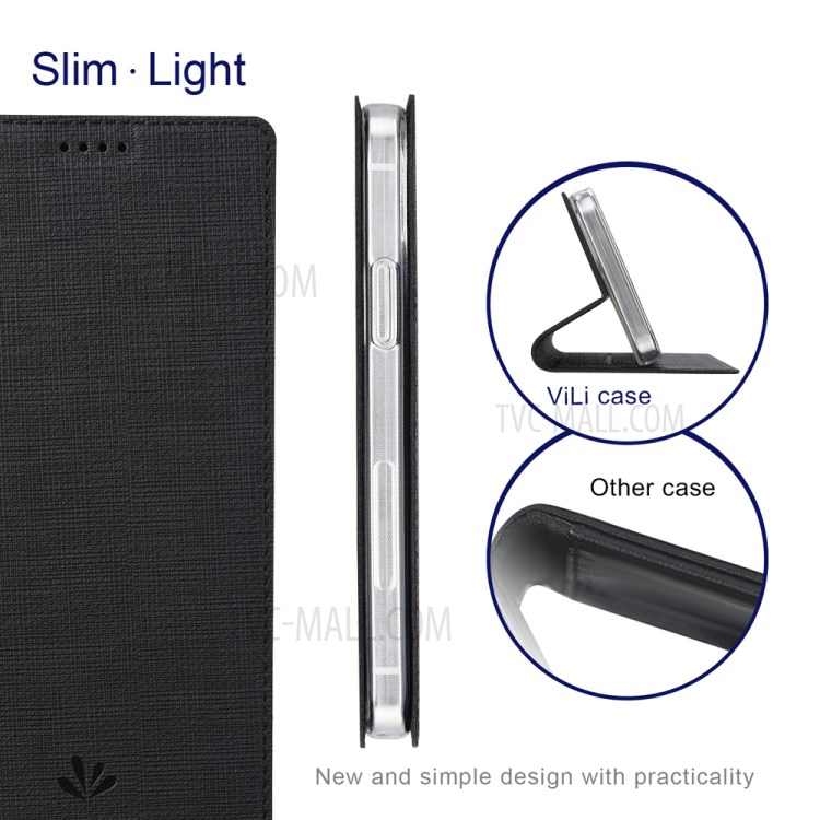 VILI DMX Cross Texture Plain Leather Phone Cover Case with Card Holder for iPhone 12 Pro Max - Black-4