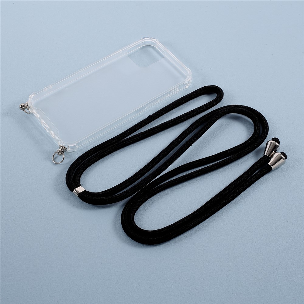Anti-fall Case for iPhone 12 mini Glossy TPU+Acrylic Cover with Textile Strap - Black-10