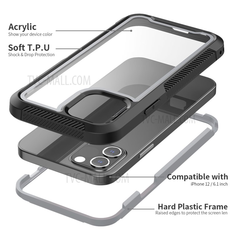 Thicken Non-slip Frame Combo Case for iPhone 12 Pro / iPhone 12 - Grey-3