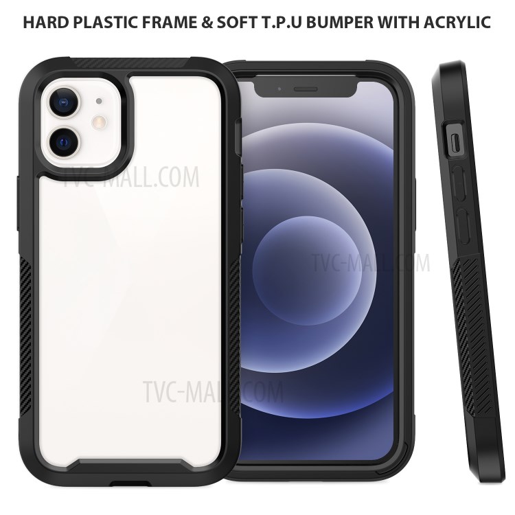 Thickened Non-slip Acrylic+TPU+Plastic Phone Case for iPhone 12 Mini - Black-4