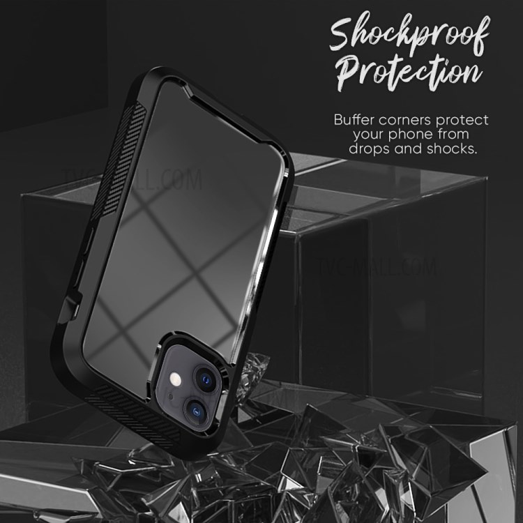 Thickened Non-slip Acrylic+TPU+Plastic Phone Case for iPhone 12 Mini - Black-5