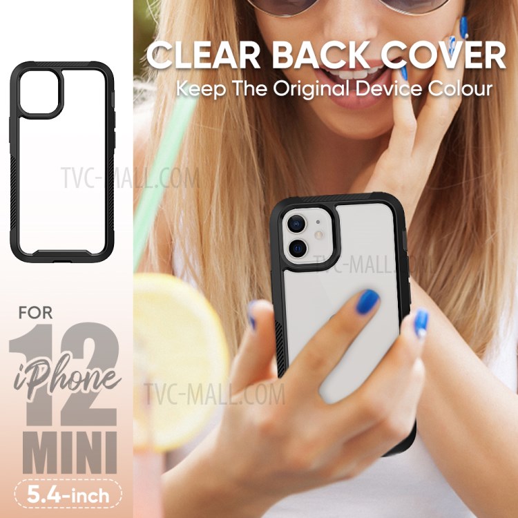 Thickened Non-slip Acrylic+TPU+Plastic Phone Case for iPhone 12 Mini - Black-7
