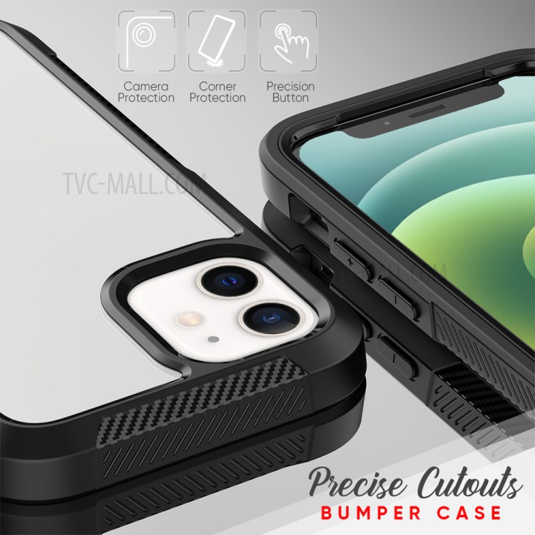 Thickened Non-slip Acrylic+TPU+Plastic Phone Case for iPhone 12 Mini - Black-8