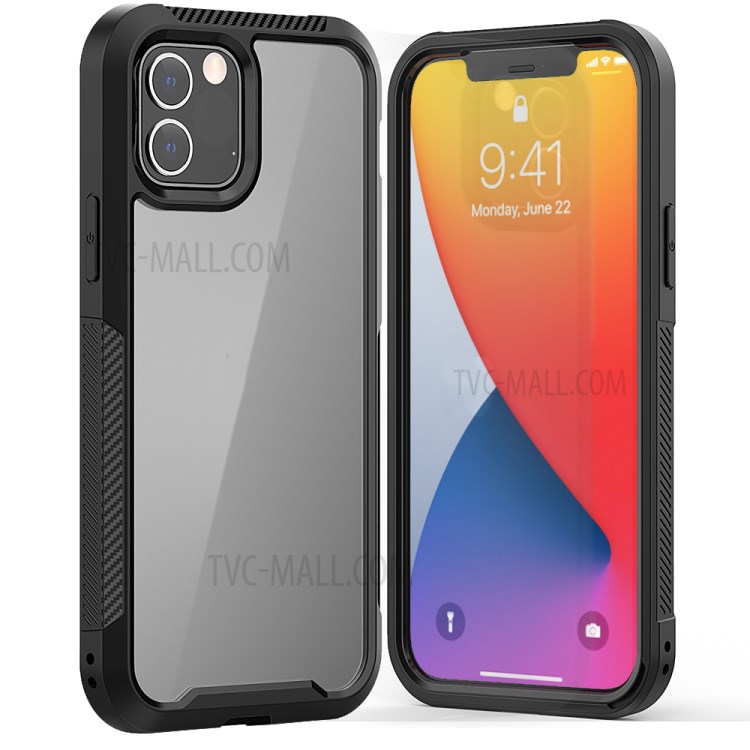 Thickened Non-slip Acrylic+TPU+Plastic Phone Case for iPhone 12 Pro / iPhone 12 - Black-1