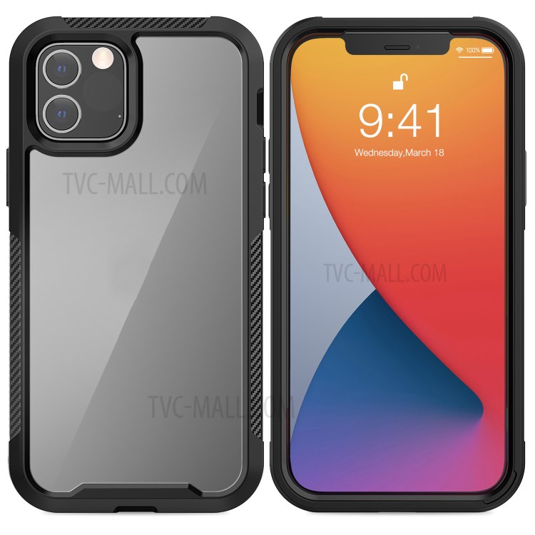 Thickened Non-slip Acrylic+TPU+Plastic Phone Case for iPhone 12 Pro / iPhone 12 - Black-2