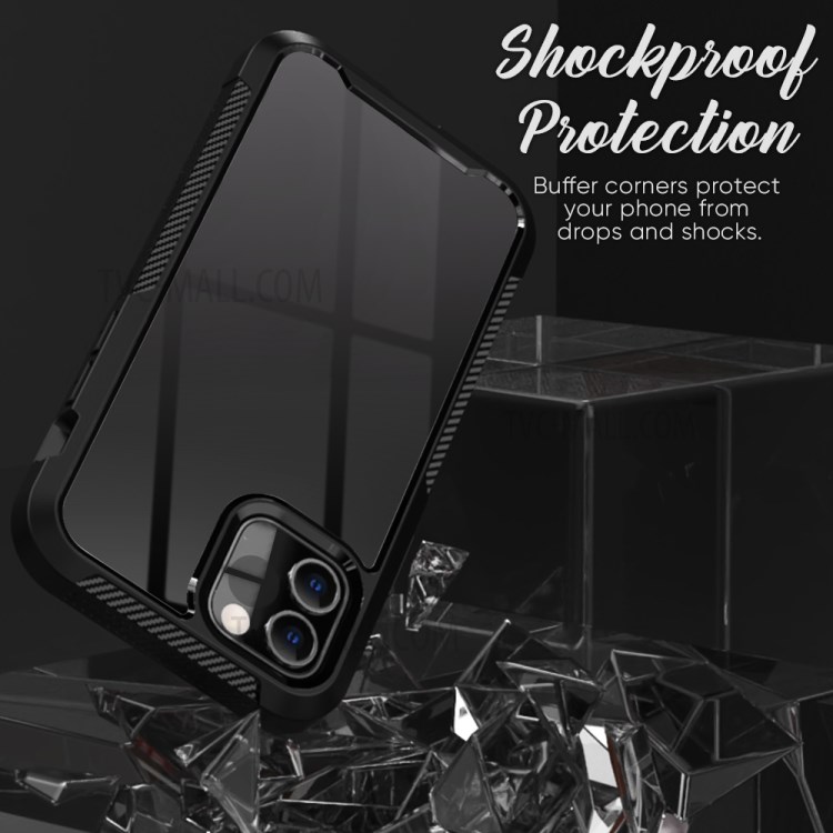 Thickened Non-slip Acrylic+TPU+Plastic Phone Case for iPhone 12 Pro / iPhone 12 - Black-5