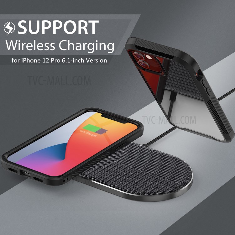 Thickened Non-slip Acrylic+TPU+Plastic Phone Case for iPhone 12 Pro / iPhone 12 - Black-6