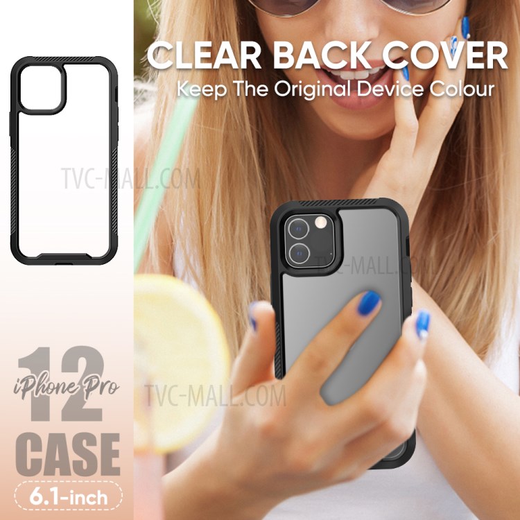 Thickened Non-slip Acrylic+TPU+Plastic Phone Case for iPhone 12 Pro / iPhone 12 - Black-7